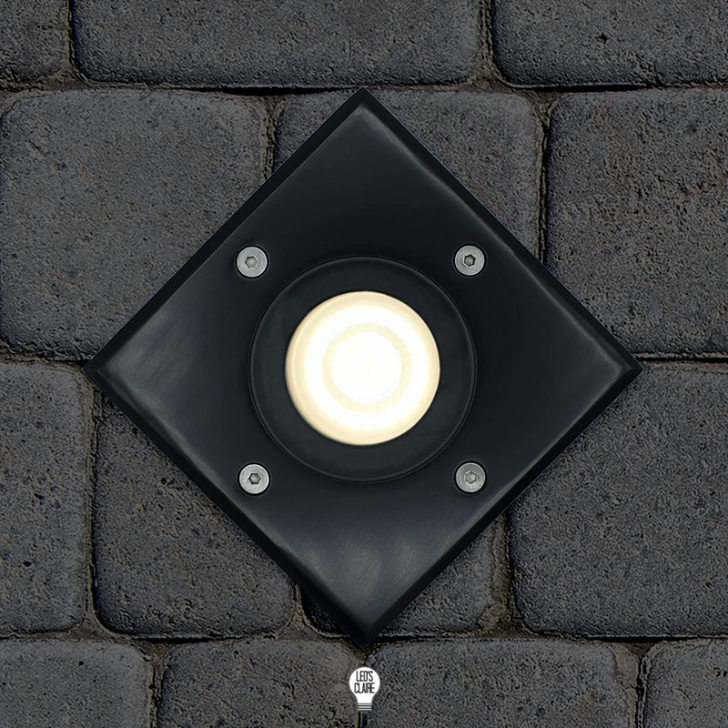 Bodeneinbaustrahler Edelstahl schwarz eckig IP67 inkl. LED - Modul
