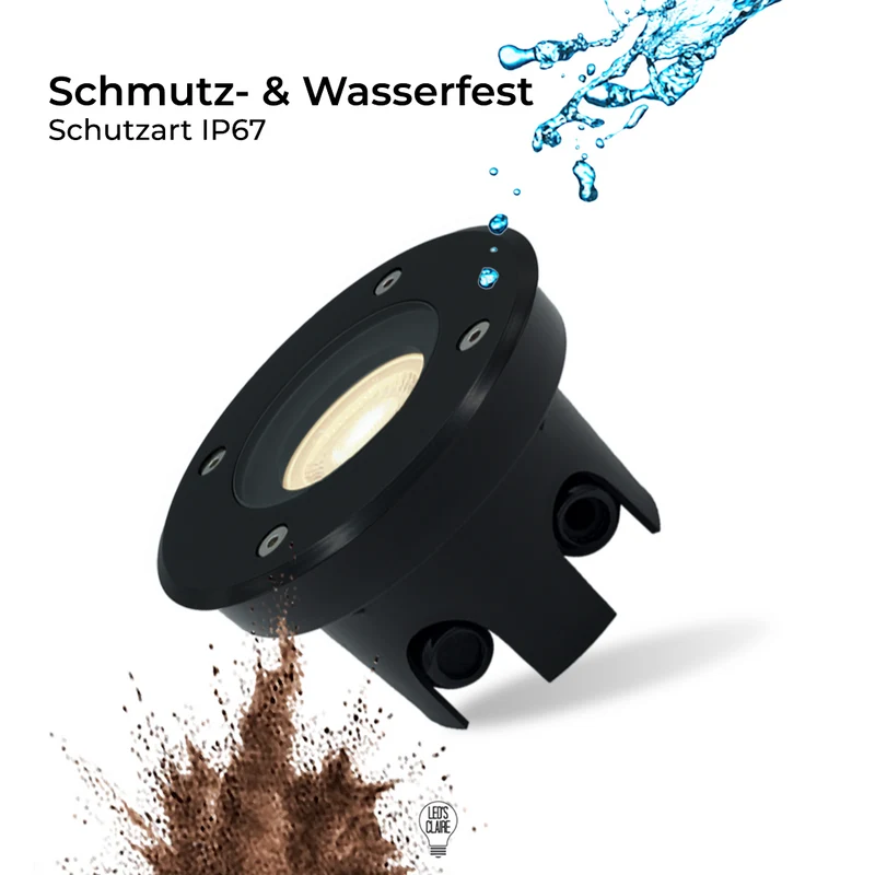 Bodeneinbaustrahler Edelstahl schwarz rund IP67 inkl. LED - Modul