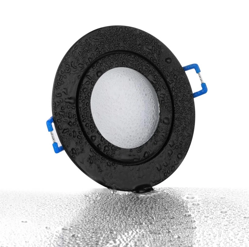 Einbaustrahler Rahmen Schwarz rund IP44 68mm mit Klickverschluss