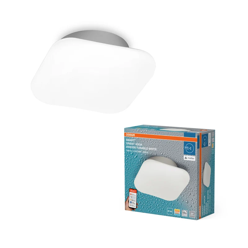 OSRAM Matter SMART+ ORBIS LED AQUA Bad Deckenleuchte 20x20cm Tunable Weiß 12W / 3000-6500K