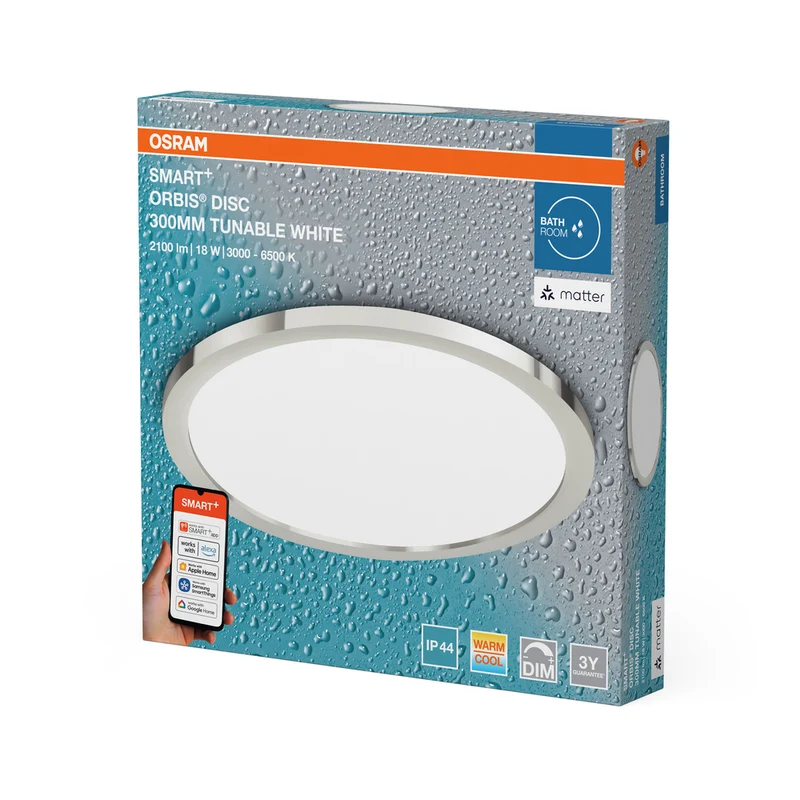 OSRAM Matter SMART+ ORBIS DISC LED Bad Deckenleuchte 30cm Tunable Weiß 18W / 3000-6500K