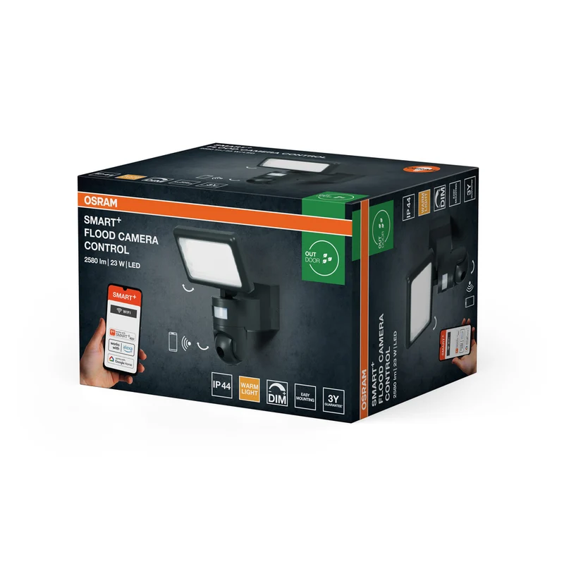 OSRAM Wifi SMART+ FLOOD CAMERA CONTROL Gartenstrahler mit HD Kamera Sensor 23W / 3000K Warmweiß