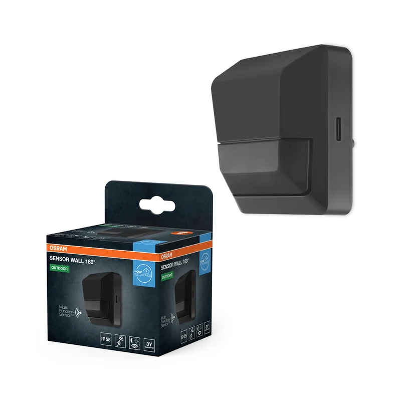 OSRAM Sensor für Wandmontage, 180 Grad Erfassungsradius, IP55 Schutzklasse, Dunkelgrau, SENSOR WALL