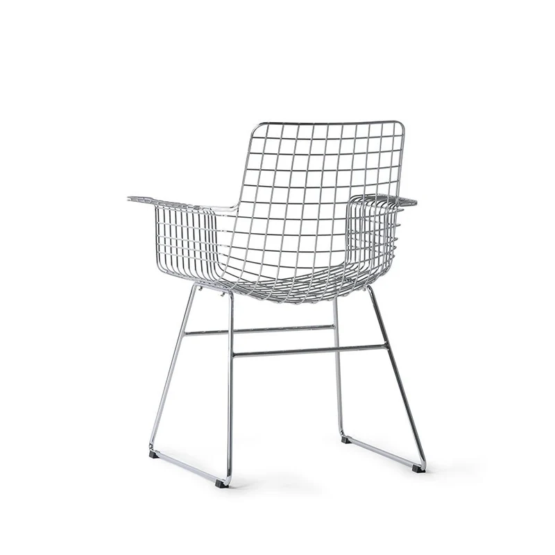 Stuhl Metall Wire mit Armlehnen chrom - HKliving