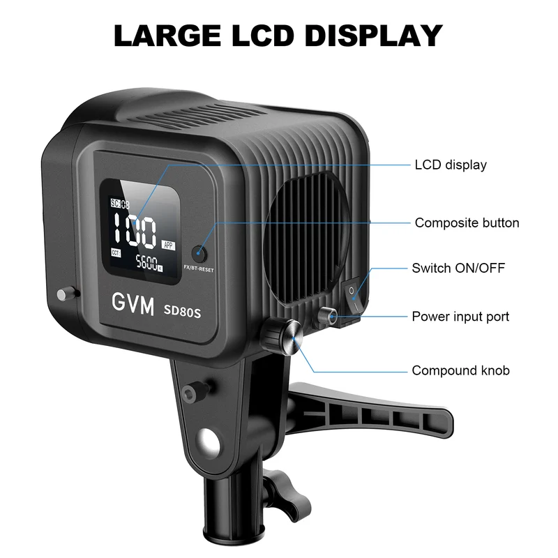 GVM SD80S 80w Spoltlight Daylight Can use Battery
