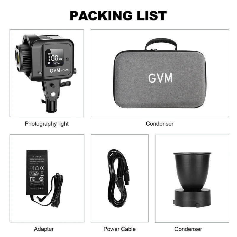 GVM SD80S 80w Spoltlight Daylight Can use Battery