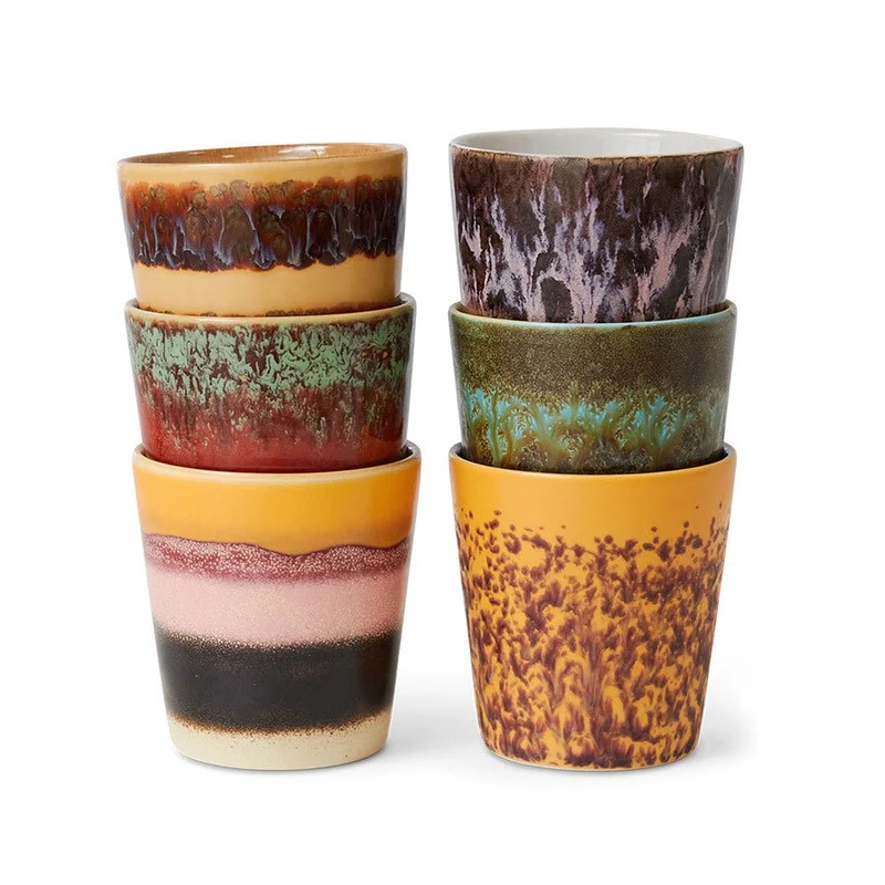 70's ceramics: Tassen-Set Valley, Set von 6
