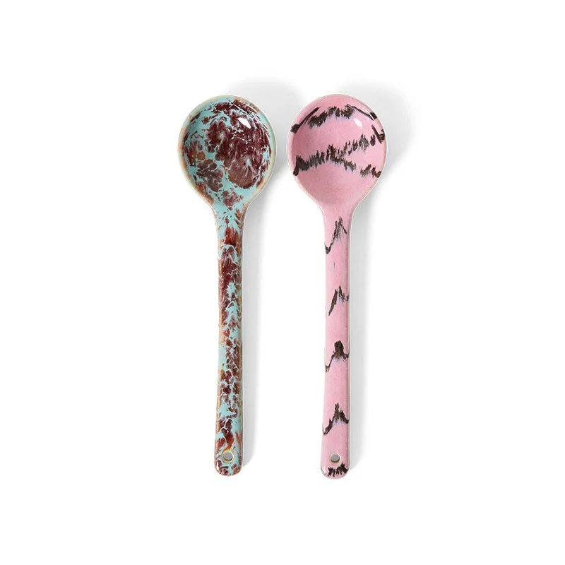 70's ceramics: Servier Löffel sprinkle, 2er Set