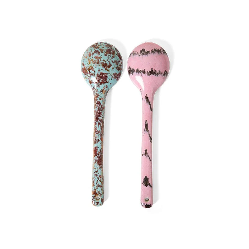 70's ceramics: Servier Löffel sprinkle, 2er Set