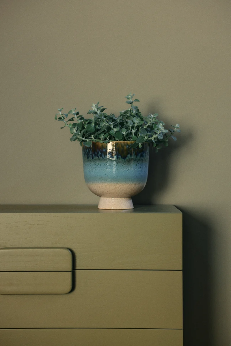 70's Ceramics: Blumen Topf lagoon