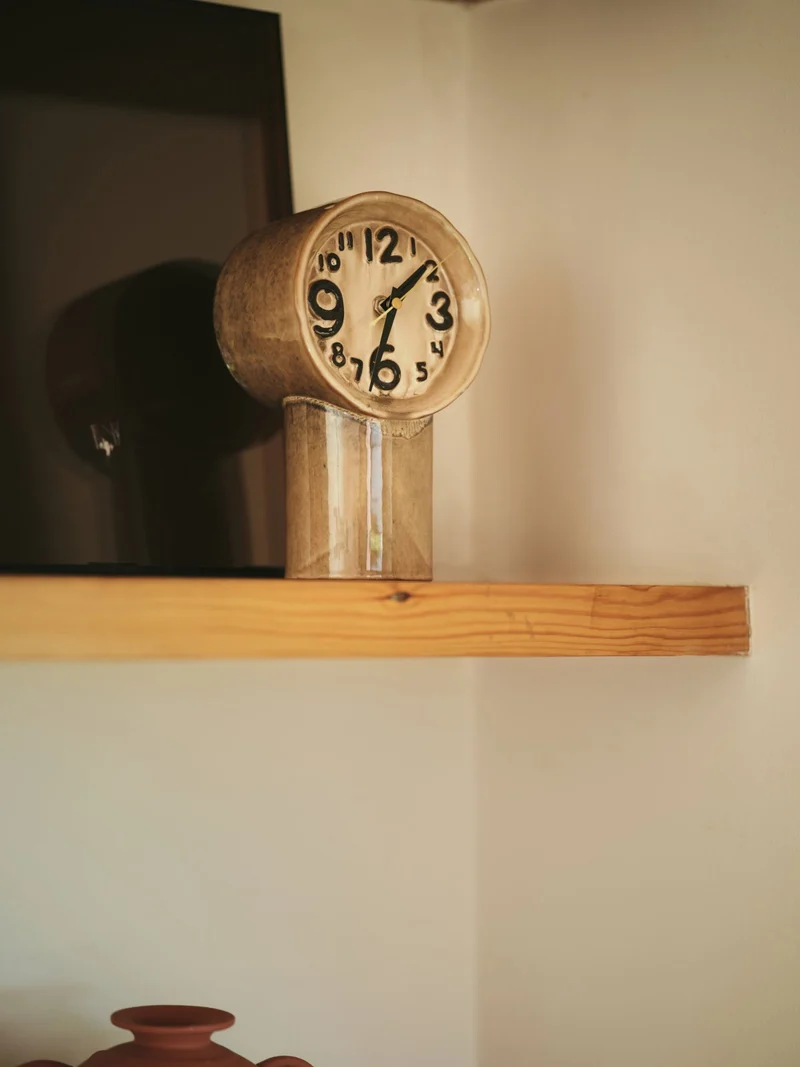 70's Ceramics: Retro Uhr Cream