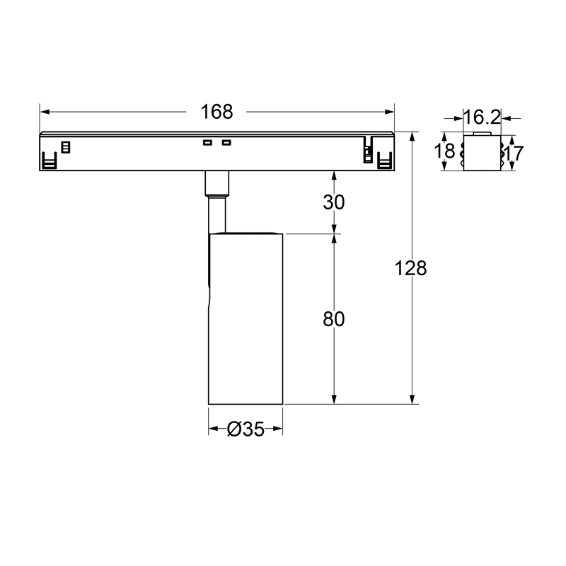 6W SpotON D35-48V schwarz