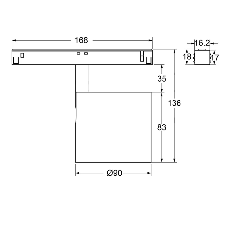 20W SpotON D90-48V schwarz