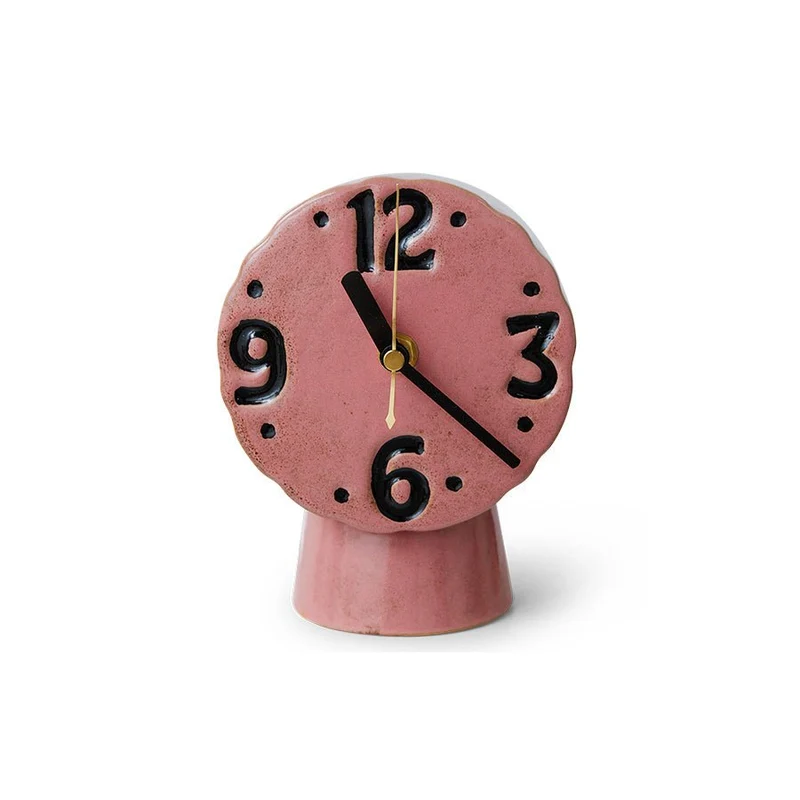 70's Ceramics: Retro Uhr Pink