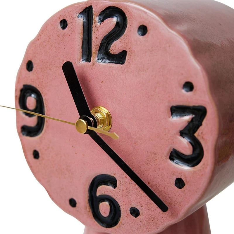 70's Ceramics: Retro Uhr Pink