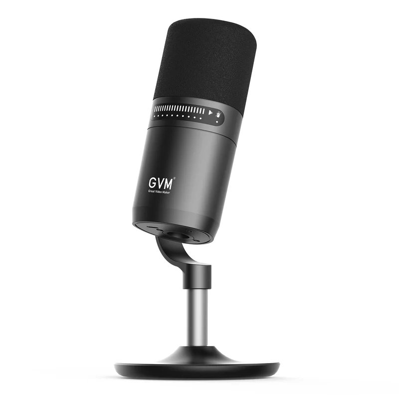 GVM Dynamic Microphone, XLR/USB Podcast Microphone with Mute Button, Monitoring Volume Control, Headphone Jack, Cardioid Gaming Mic, Vocal Mic for PC, MAC, Recording, Studio and Singing