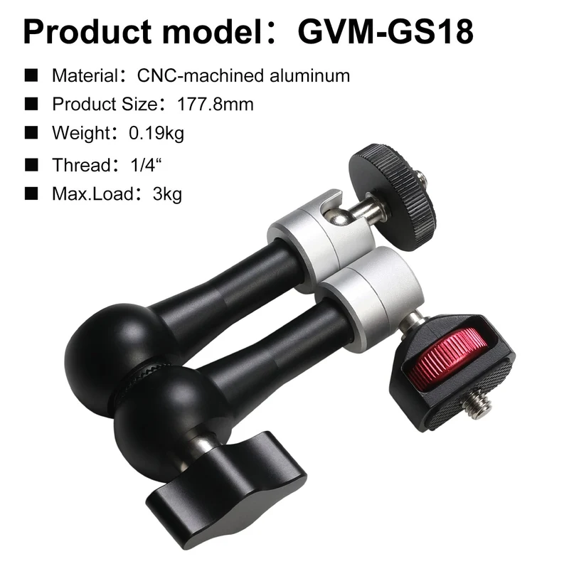 GVM Heavy-Duty Dual 7" Articulating Universal Magic Arm Grip with 1/4'' Ball Heads