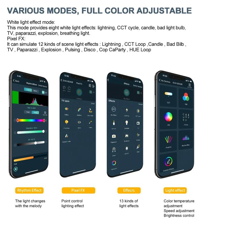 GVM BD45R RGB Tube Light with Softbox, 2 Packs 45W Handheld Wand Light, 48" Full Color LED Tube Light, 2700-10000K Stick Light with APP/DMX Control, 12 Scene Effects, MESH Networking Control Led Video Light