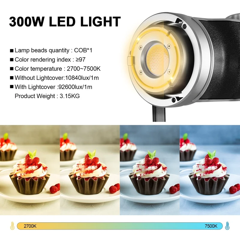 GVM-SD300D 300W Bi-Color LED Video Light High Power Monolight 3 kits