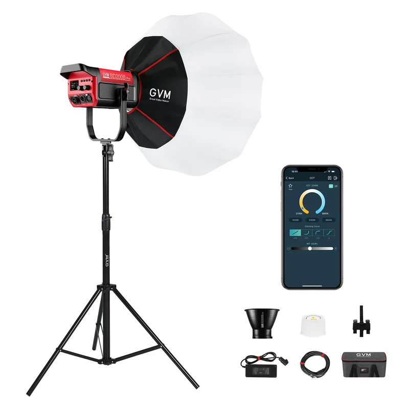 GVM PRO-SD200B 200W Bi-Color Mesh Bluetooth Monolight
