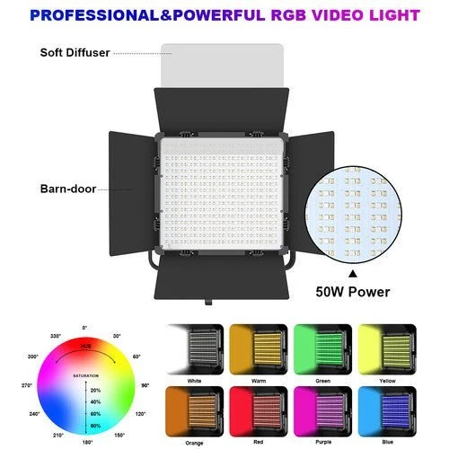 GVM 50RS RGB LED Light Panel Video Lighting Kit(2-Light-kit)