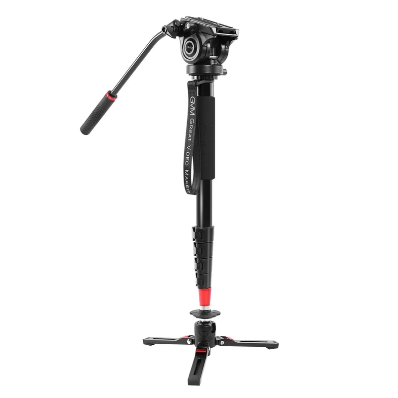 GVM G169 Carbon Fiber 4-Section Monopod with Video Fluid Head