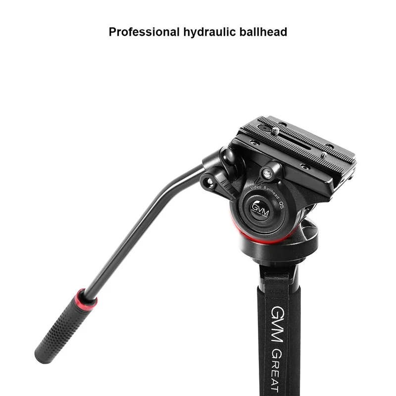 GVM G169 Carbon Fiber 4-Section Monopod with Video Fluid Head