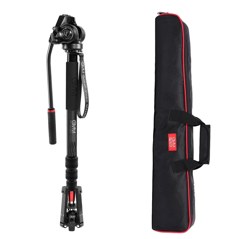 GVM G169 Carbon Fiber 4-Section Monopod with Video Fluid Head
