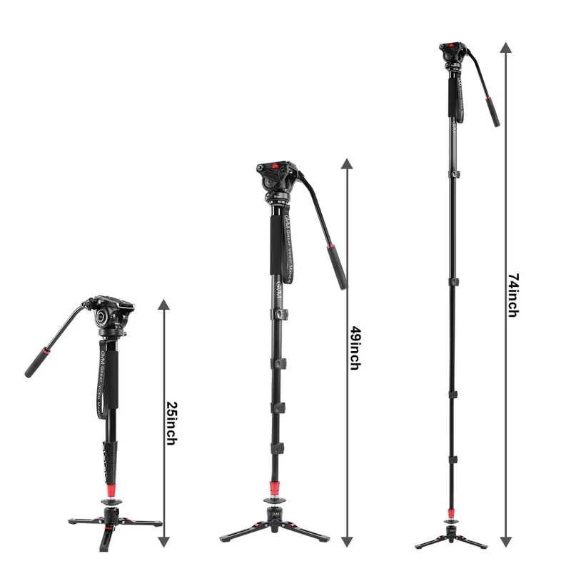 GVM G175 Alluminum Alloy 5-Section Monopod with Video Fluid Head