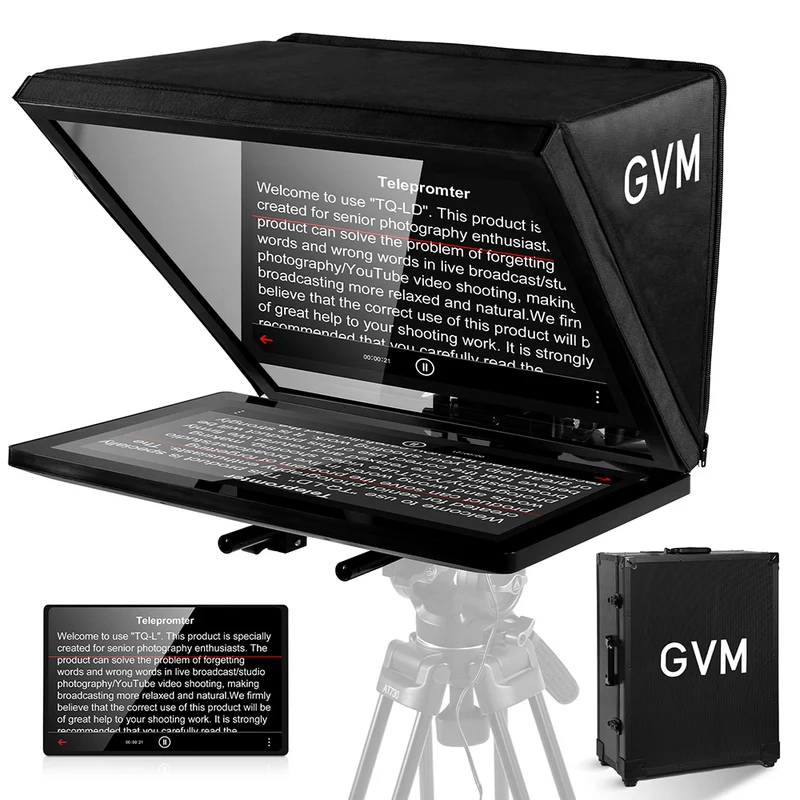 Gvm Teleprompter Travel Kit With 18.5 Android All In One Monitor And Flight Case