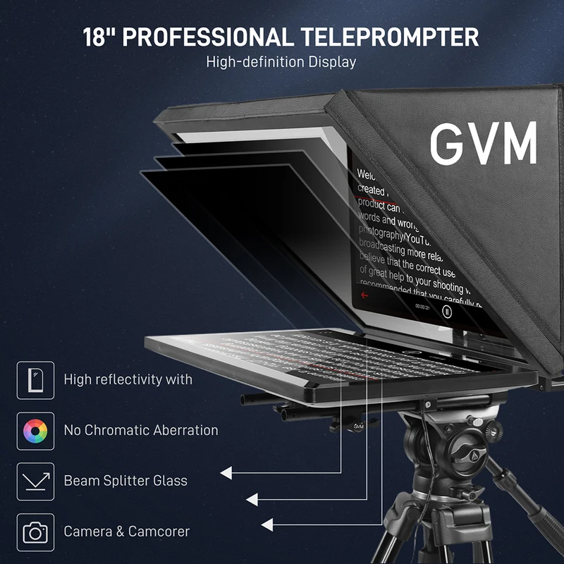 Gvm Teleprompter Travel Kit With 18.5 Android All In One Monitor And Flight Case