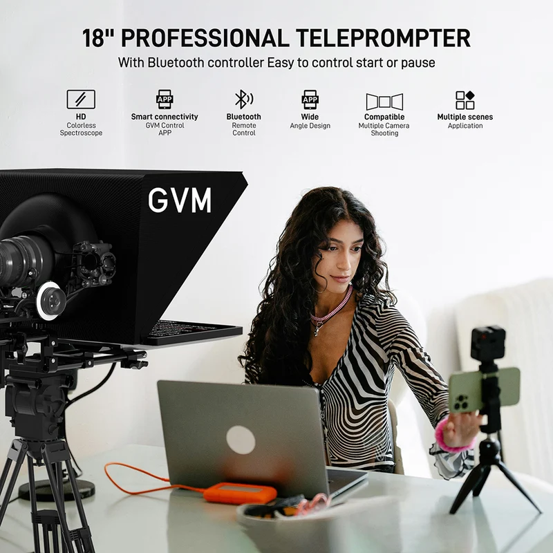 Gvm Teleprompter Travel Kit With 18.5 Android All In One Monitor And Flight Case