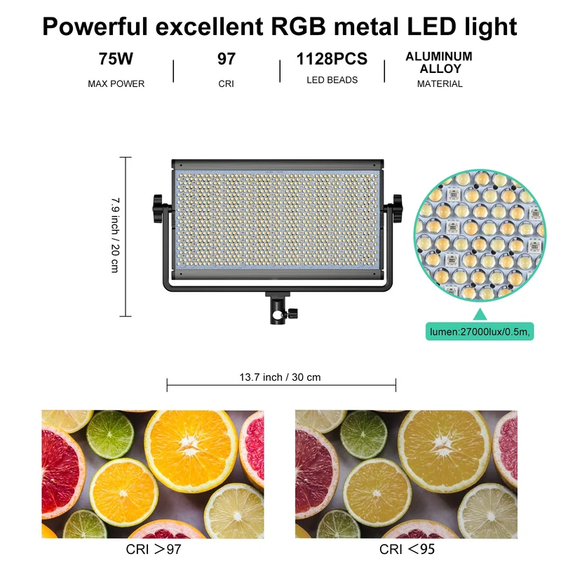 GVM-1300D 65W Powerful Bi-color and RGB Video Panel Light
