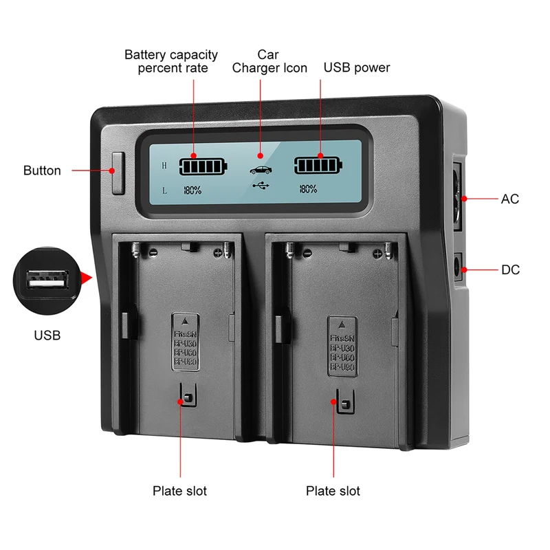 GVM BP-U65 5600mAh Battery with Charger for Sony PMW / PXW Series Cameras