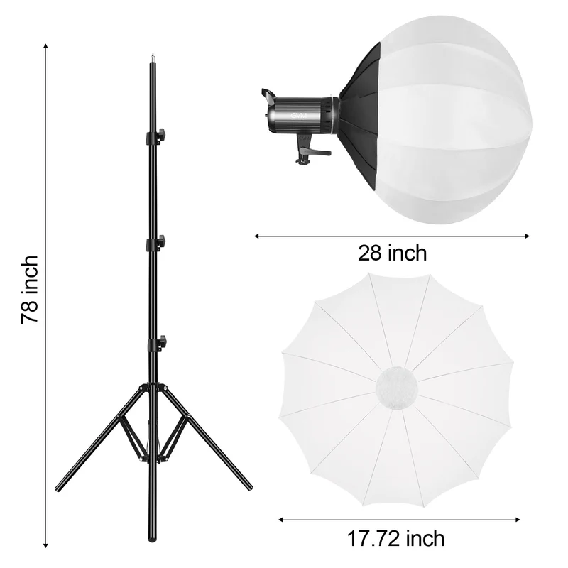 GVM-G100W 90W High Power LED Spotlight Bi-Color Studio Lighting Kit with Lantern Softbox