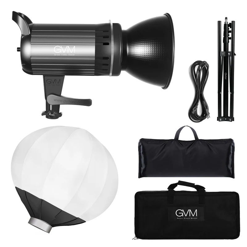 GVM-G100W 90W High Power LED Spotlight Bi-Color Studio Lighting Kit with Lantern Softbox