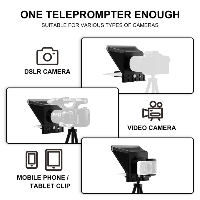 GVM TQ-S Teleprompter for iPad Tablet & Smartphone with Bluetooth APP Control