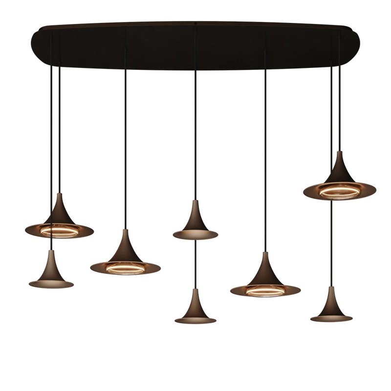 6700 - Arezzo Pendelleuchte Dänisch Oval Platinum - 8 Lichter
