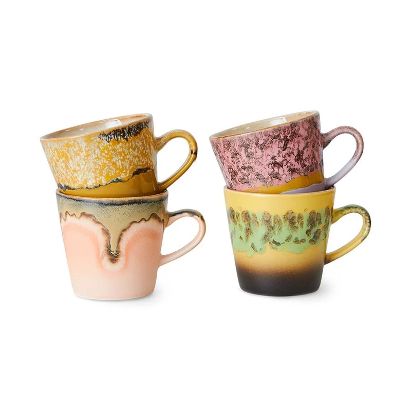 70's Ceramics: Americano Tassen Radiant, Set von 4, 260ml