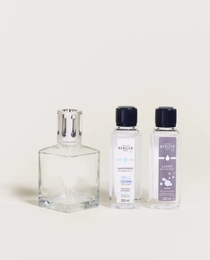 Lampe Berger Essentielle Cube mit Duft Ocean Breeze (250 ml) & AIR PUR Neutral (250 ml)