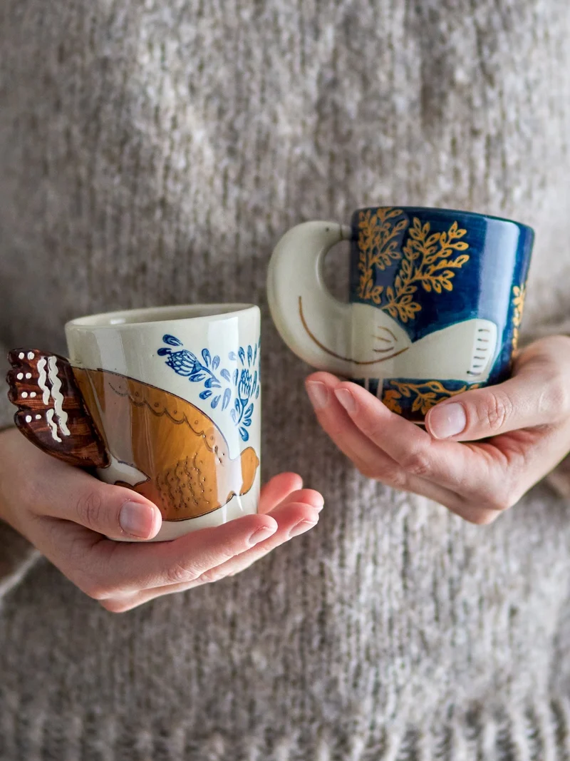 Tasse Hezha, Blau, Steingut