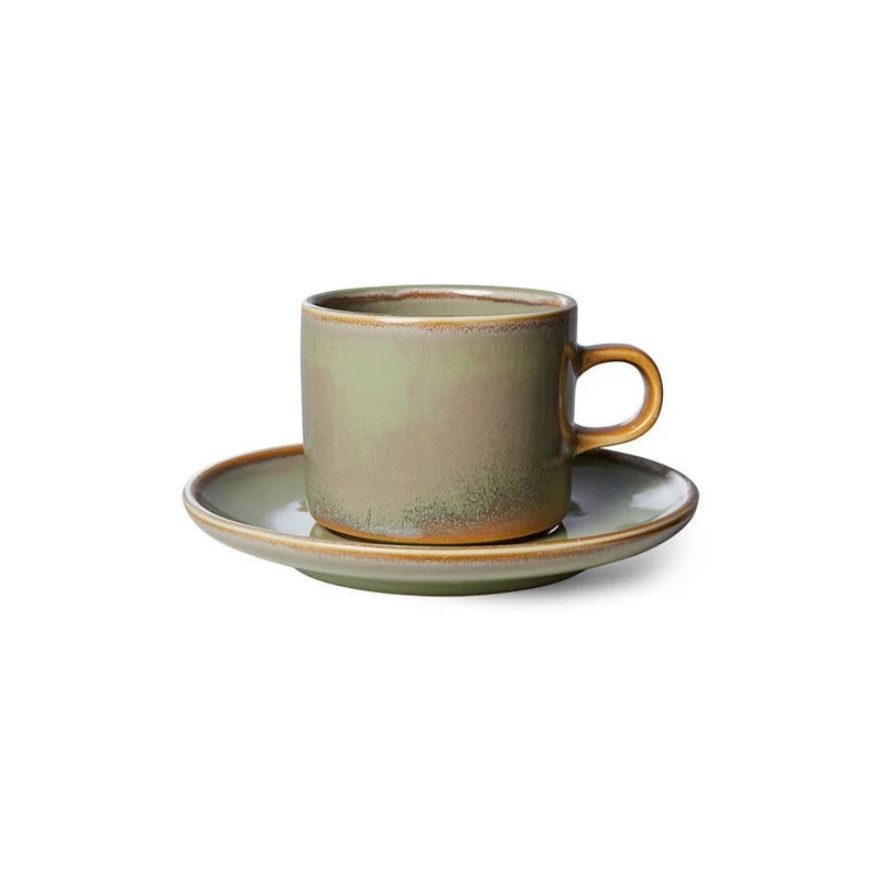 Chef Ceramics: Tasse und Untertasse Rustic, Grün, 220ml