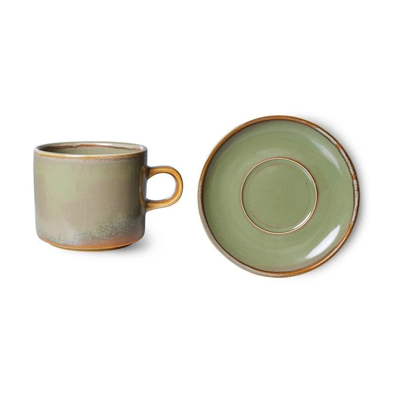 Chef Ceramics: Tasse und Untertasse Rustic, Grün, 220ml