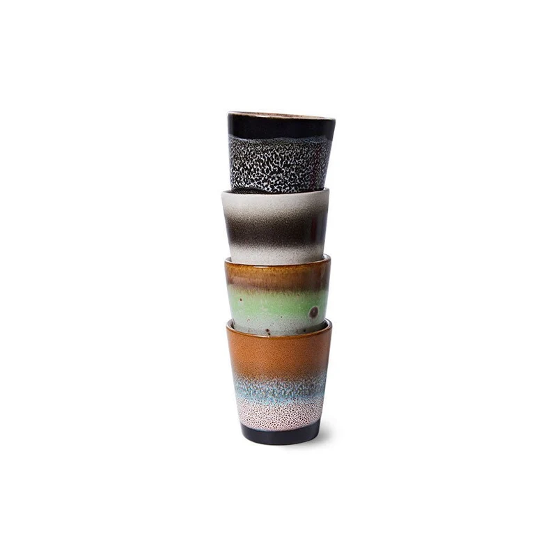70's Ceramics: Ristretto Becher Good Vibes Set von 4, 80 ml