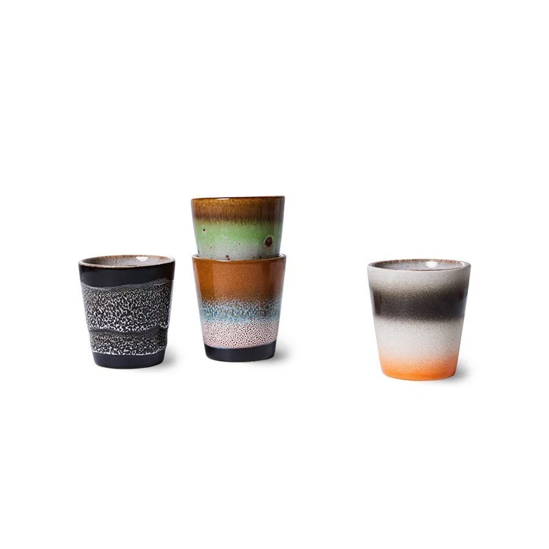 70's Ceramics: Ristretto Becher Good Vibes Set von 4, 80 ml