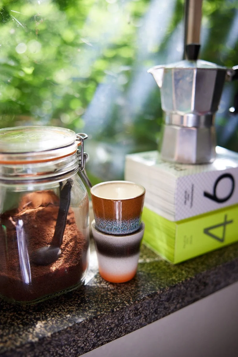 70's Ceramics: Ristretto Becher Good Vibes Set von 4, 80 ml