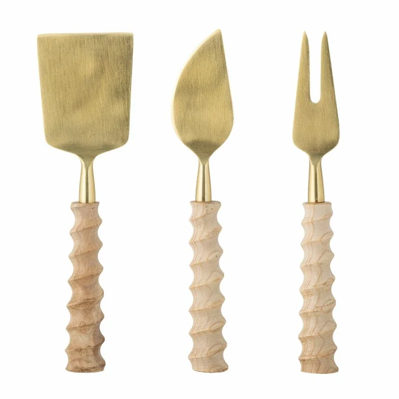 Käseutensilien Noci, Gold/Natur, Set von 3
