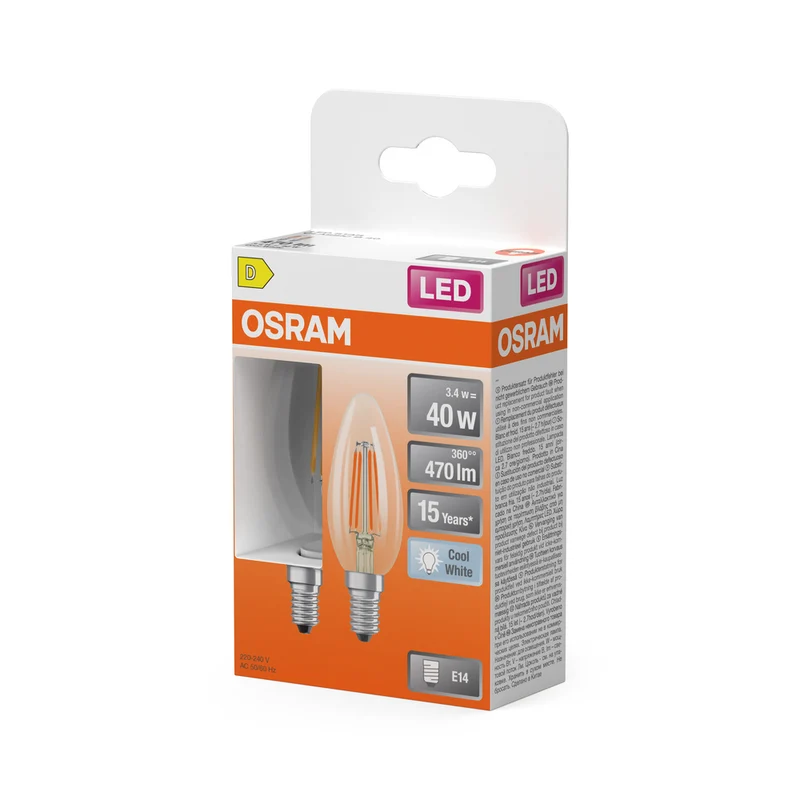 OSRAM LED Retrofit Classic B 3.4W 840 klar E14