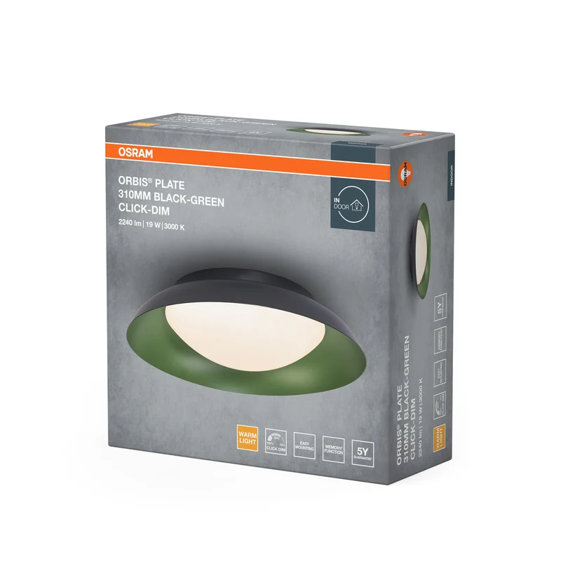OSRAM ORBIS Plate Deckenleuchte 19W 310mm schwarz/grün