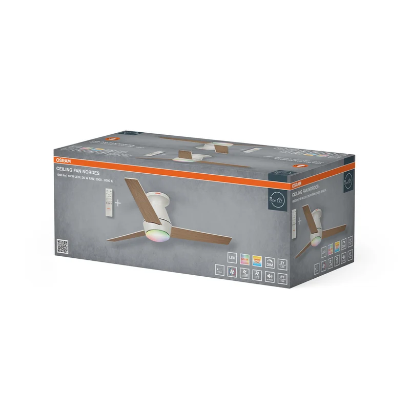 OSRAM LED Deckenventilator Nordes 1065mm 38W CCT RGB